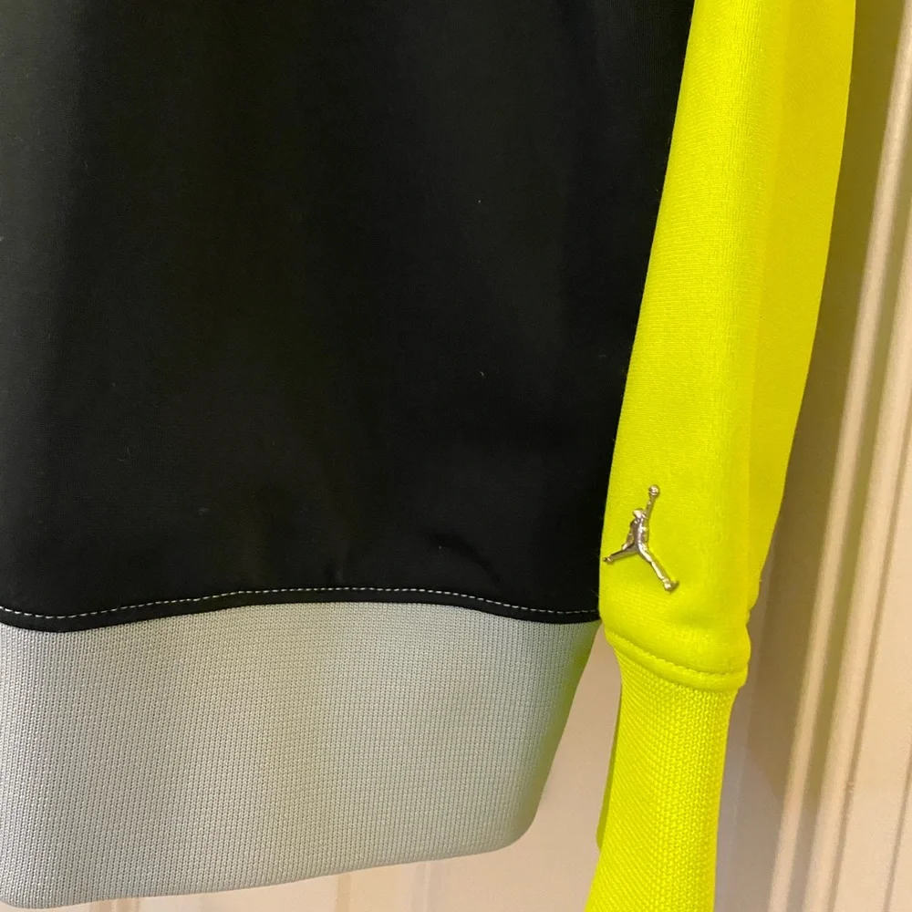 Jordan XL Y2K Graphic Zip-Up Track Jacket - Blue, Black and Neon Yellow
